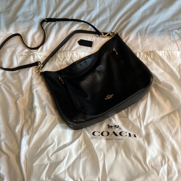 Coach Handbags - Coach Black Pebble Leather Scout Hobo Handbag, or Cross body gold hardware, EUC
